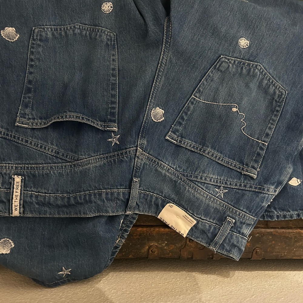 We The Free Embroidered Wide Leg Blue Jeans - Picture 6 of 7